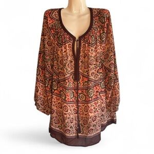 Signature Studio Bohemian Floral Tunic Top Size 2X
